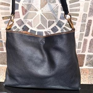Plinio Visona Black Leather Bag Purse Tote